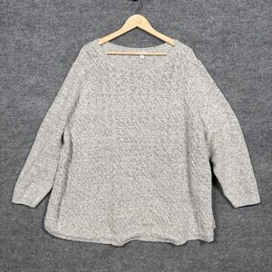 J.Jill Plus Size 3X Sweater Top Gray Cotton Blend Knit Heathered Cozy Soft